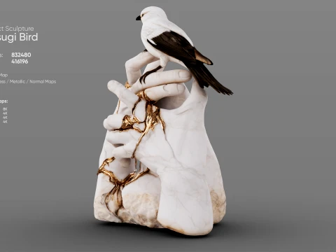 Kintsugi Bird 3D Model