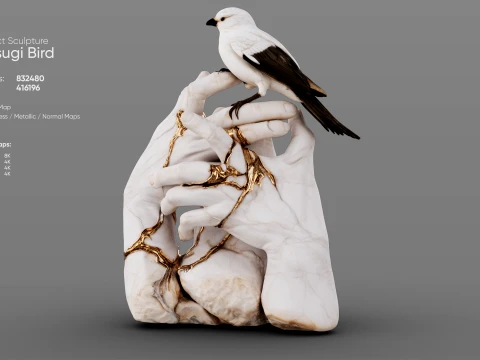 Kintsugi Bird 3D Model