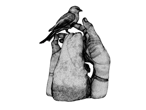 Kintsugi Bird 3D Model