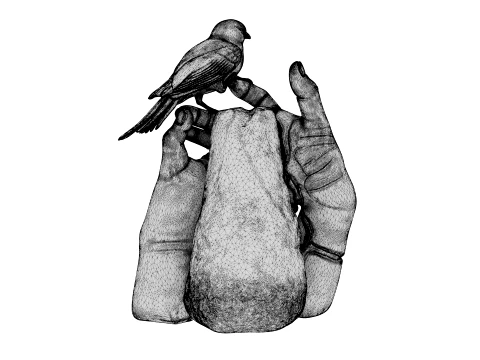 Kintsugi Bird 3D Model