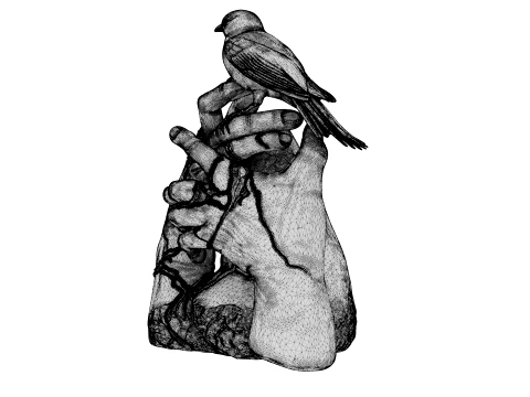 Kintsugi Bird 3D Model
