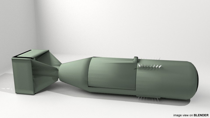 Atomic Bomb - Littleboy 3D Модель .c4d .max .obj .3ds .fbx .stl .blend 