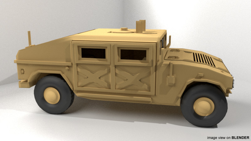 Armored Car - Humvee 3D Model .c4d .max .obj .3ds .fbx .stl .blend 