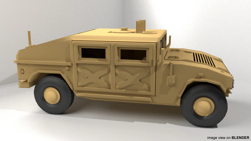 Armored Car - Humvee 3D Model .c4d .max .obj .3ds .fbx .stl .blend