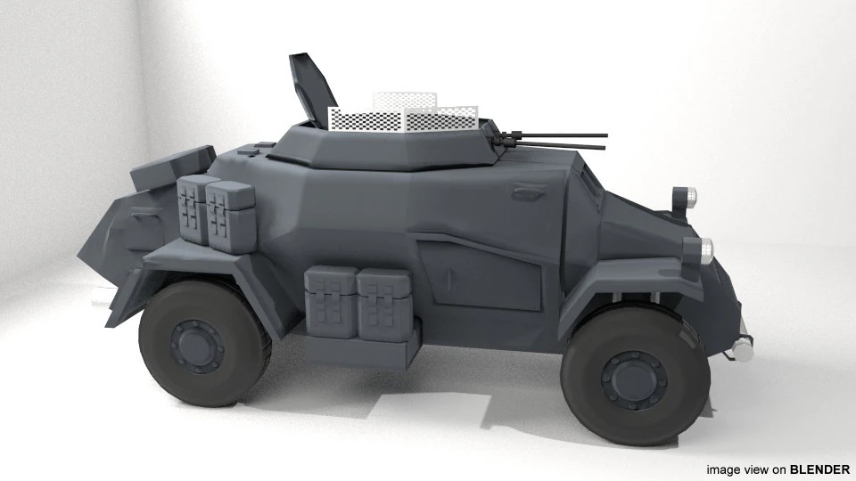 Armored Car - Leichter Panzersphwagen 3D Model .c4d .max .obj .3ds .fbx .stl .blend