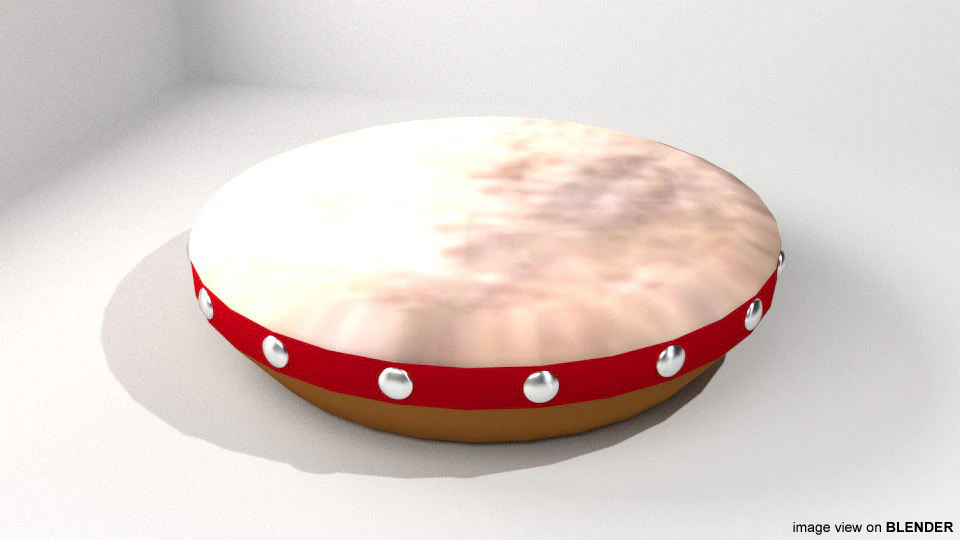 Musical Instrument - Kompang 3D Model .c4d .max .obj .3ds .fbx .stl .blend 