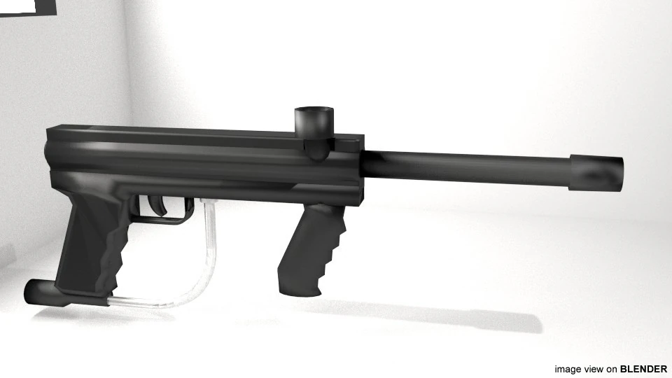 Paintball Marker - Woodsball Type 1 3D Model .c4d .max .obj .3ds .fbx .stl .blend 