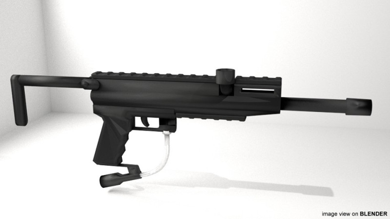 Paintball Marker - Woodsball Type 2 Model 3D .c4d .max .obj .3ds .fbx .stl .blend 