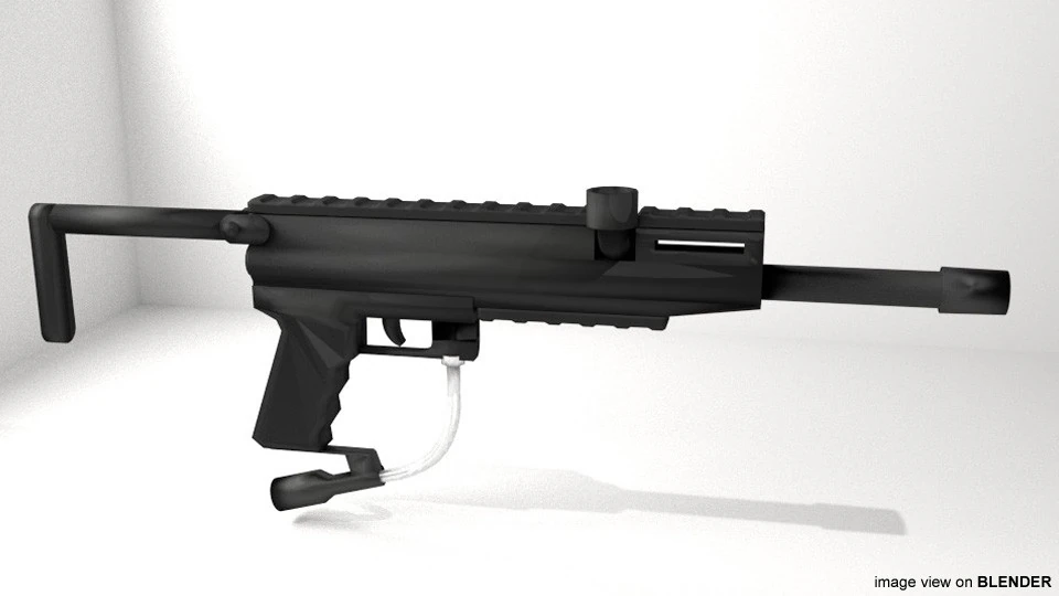 Paintball Marker - Woodsball Type 2 3D Model .c4d .max .obj .3ds .fbx .stl .blend 