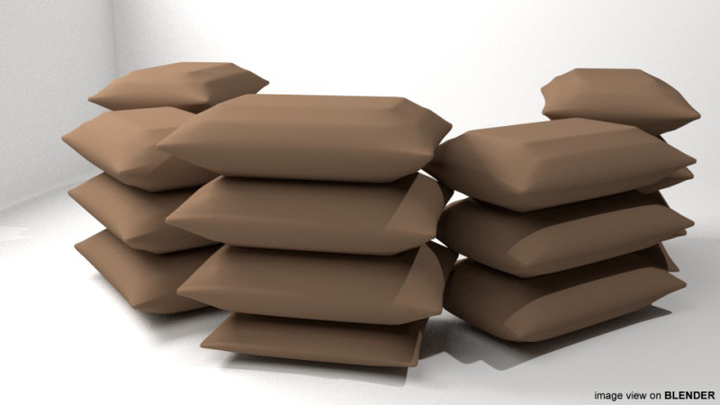 Sandbag Bunker - Circle Hesco 3D Model .c4d .max .obj .3ds .fbx .stl .blend 