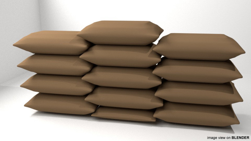 Sandbag Bunker - Single Barrier Modelo 3D .c4d .max .obj .3ds .fbx .stl .blend 