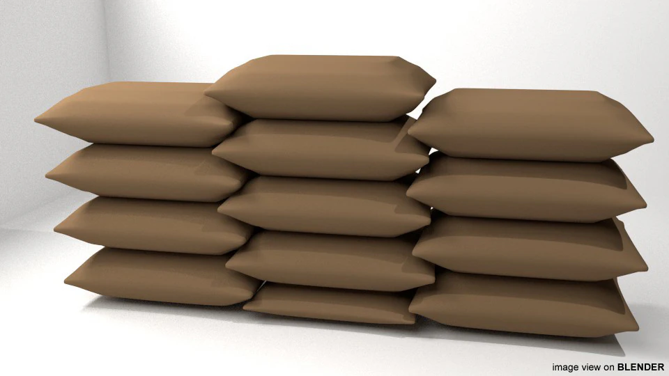 Sandbag Bunker - Single Barrier 3D Model .c4d .max .obj .3ds .fbx .stl .blend 