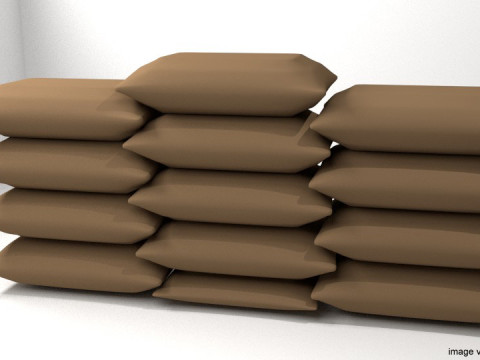 Sandbag Bunker - Single Barrier 3D Модель