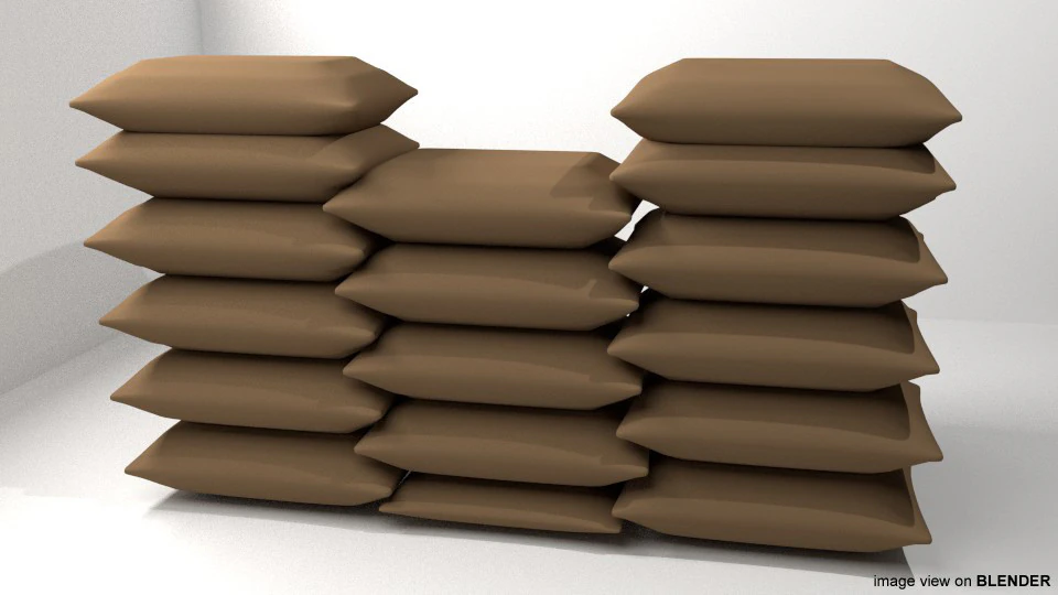 Sandbag Bunker - Square Hesco 3D Model .c4d .max .obj .3ds .fbx .stl .blend