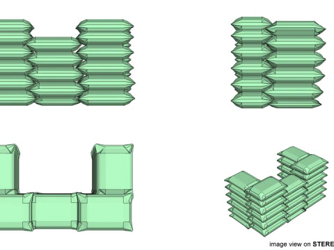 Sandbag Bunker - Square Hesco 3D Model