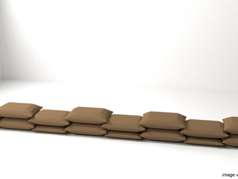 Sandbag Bunker - Wide Baricade 3D Модель