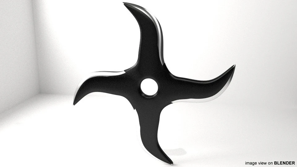 Throwing Star - Type 4 3D Model .c4d .max .obj .3ds .fbx .stl .blend 