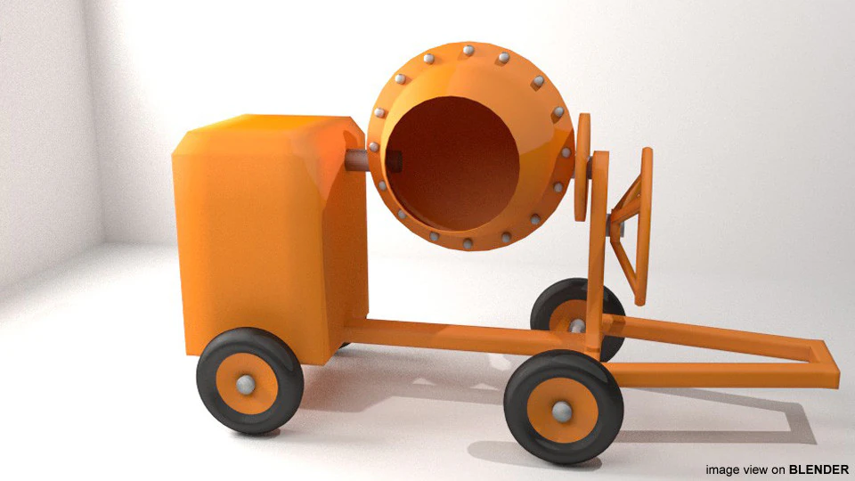 Concrete Mixer Machine - Type 1 3D Model .c4d .max .obj .3ds .fbx .stl .blend 