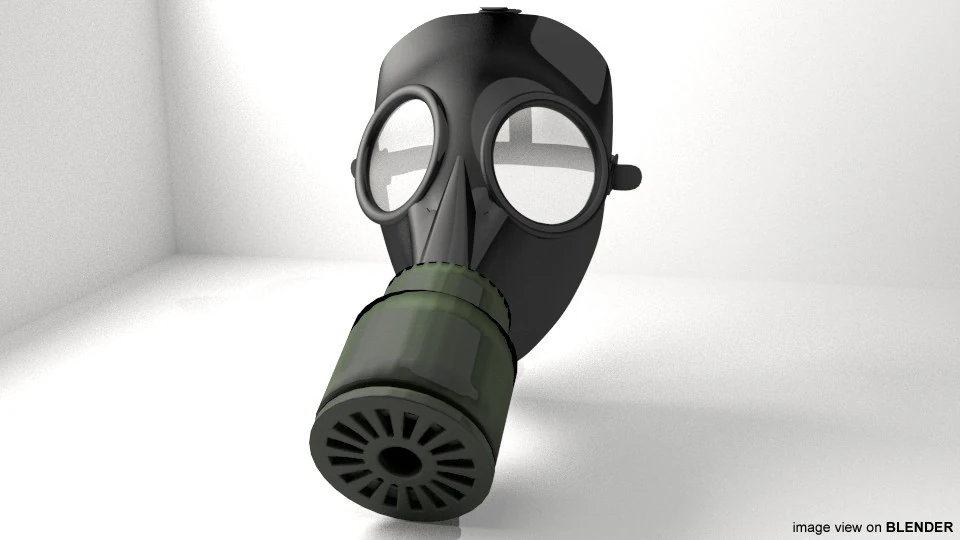 Gasmask Type 2 3D Model .c4d .max .obj .3ds .fbx .stl .blend 