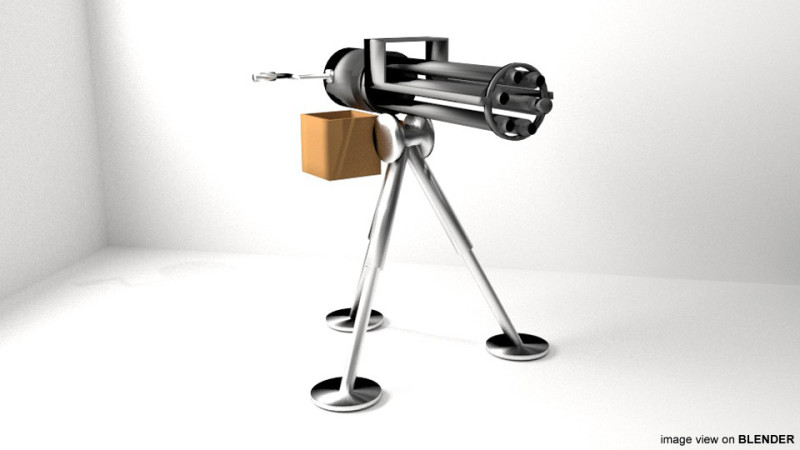 Gatlinggun Type 2 3D Model .c4d .max .obj .3ds .fbx .stl .blend 