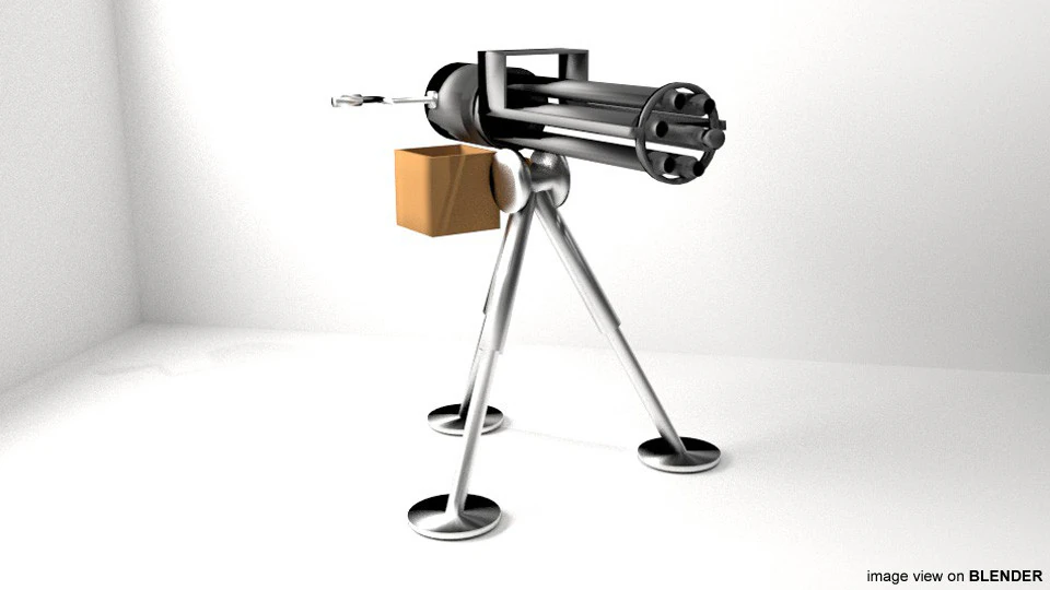Gatlinggun Type 2 3D Model .c4d .max .obj .3ds .fbx .stl .blend 