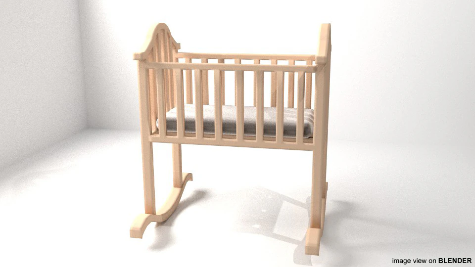 Rocking Bed - Cradle 3D Model .c4d .max .obj .3ds .fbx .stl .blend 