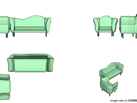 Sofa Set - Type 3 3D Model