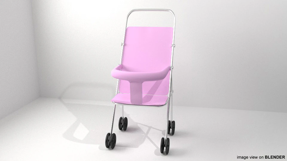 Baby Stroller 3D Model .c4d .max .obj .3ds .fbx .stl .blend 
