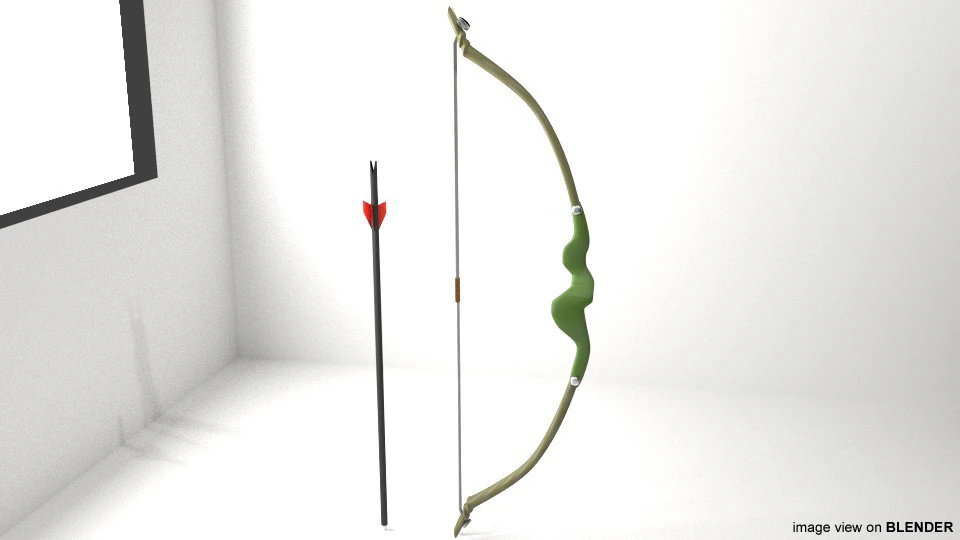 Recurve Archery 3D Model .c4d .max .obj .3ds .fbx .stl .blend 