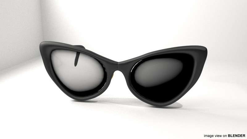 Sunglasses - Cateyes 3D Model .c4d .max .obj .3ds .fbx .stl .blend
