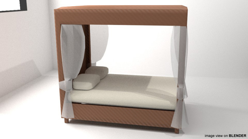 Bed - Four Poster 3D Model .c4d .max .obj .3ds .fbx .stl .blend 