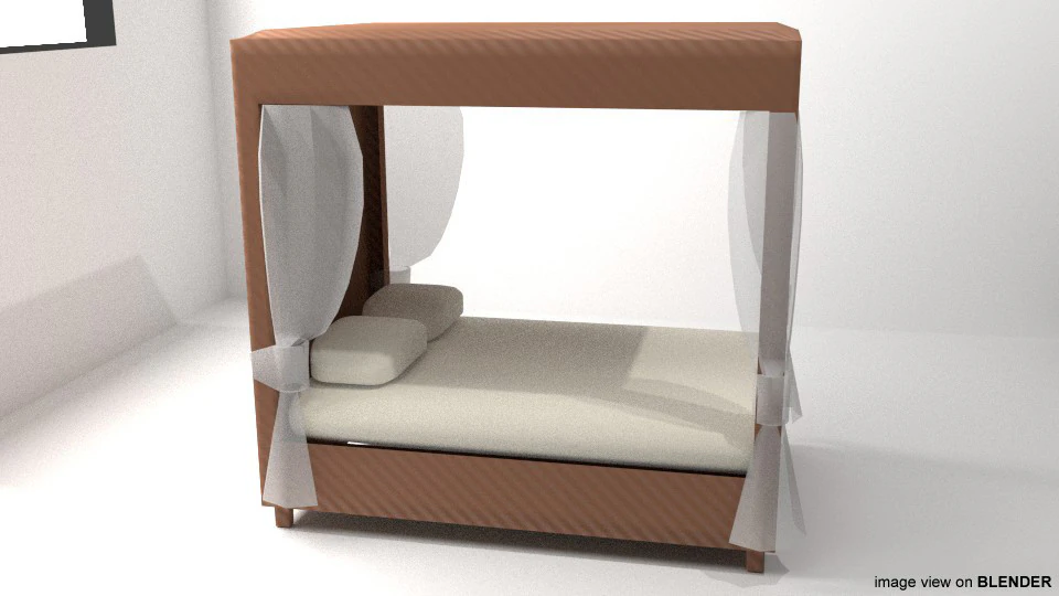 Bed - Four Poster 3D Model .c4d .max .obj .3ds .fbx .stl .blend 