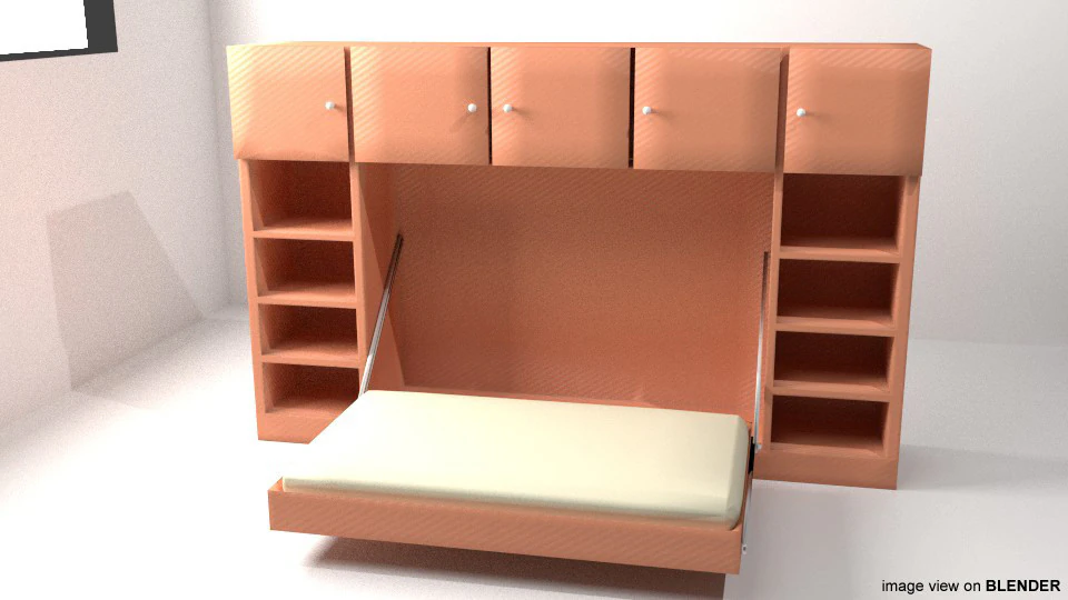 Bed - Murphy Bed 3D Model .c4d .max .obj .3ds .fbx .stl .blend 