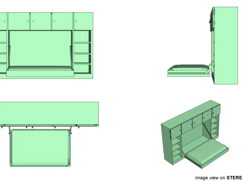 Bed - Murphy Bed 3D Model