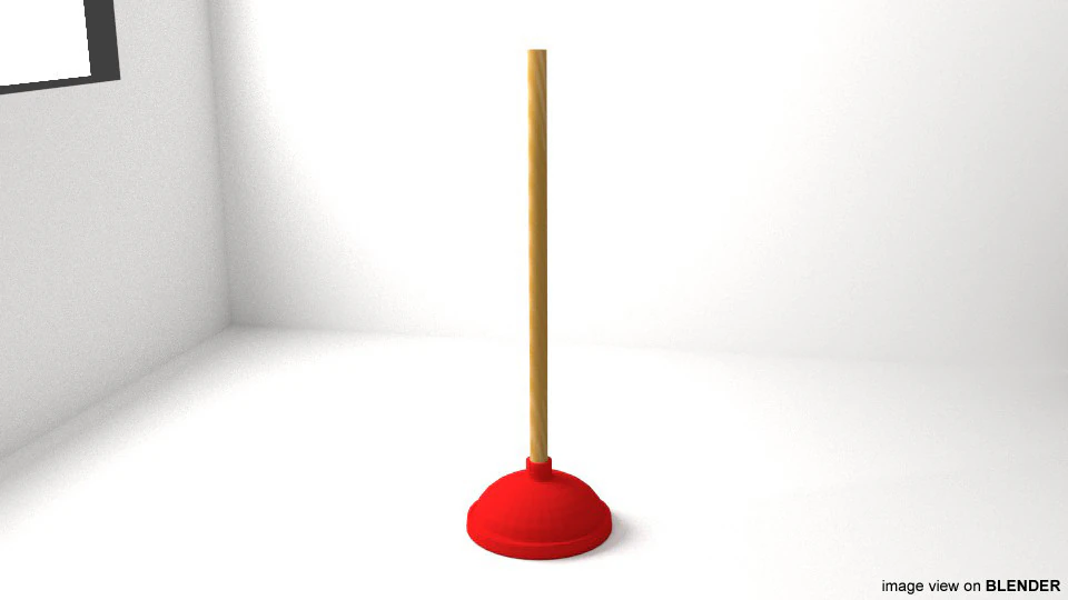 Household Cleaning Tool - Plunger 3D Model .c4d .max .obj .3ds .fbx .stl .blend