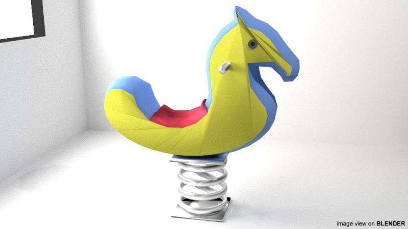 Playground Equipment - Spring Horse 3D Model .c4d .max .obj .3ds .fbx .stl .blend 
