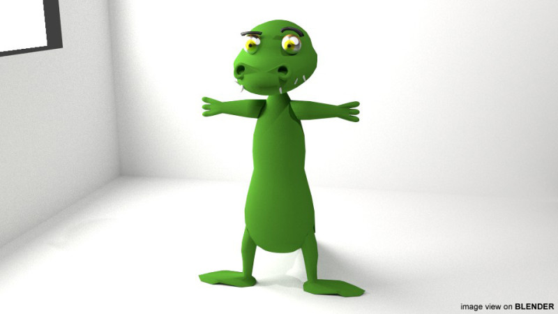 Cartoon Animal - Crocodile 3D 模型 .c4d .max .obj .3ds .fbx .stl .blend 