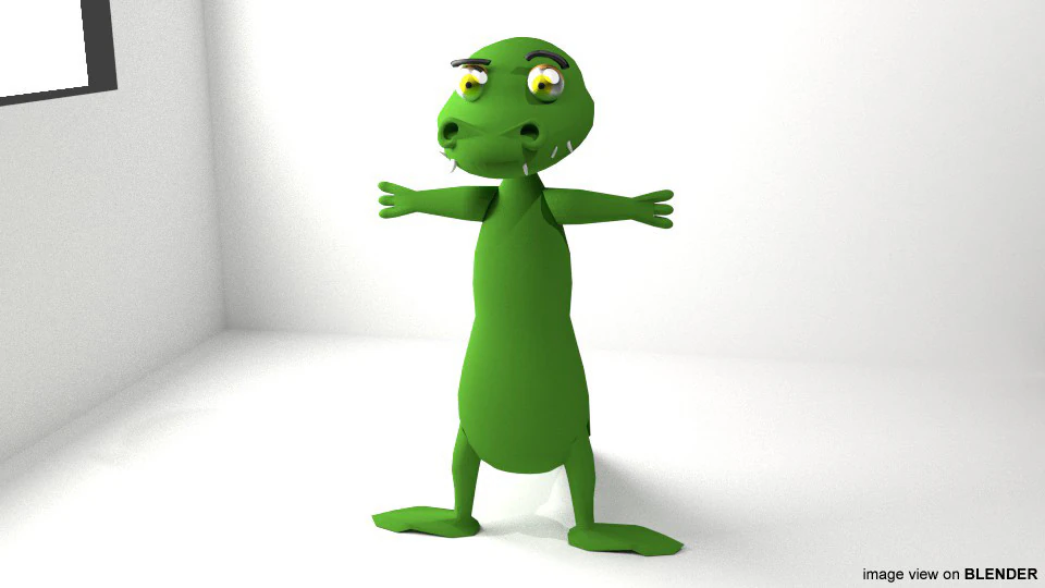 Cartoon Animal - Crocodile 3D Model .c4d .max .obj .3ds .fbx .stl .blend 