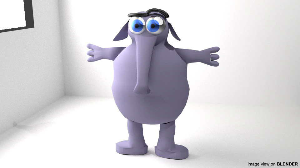Cartoon Animal - Elephant 3D Model .c4d .max .obj .3ds .fbx .stl .blend 