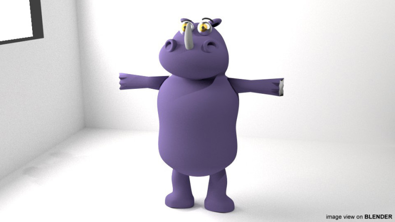 Cartoon Animal - Rhino 3D Model .c4d .max .obj .3ds .fbx .stl .blend 