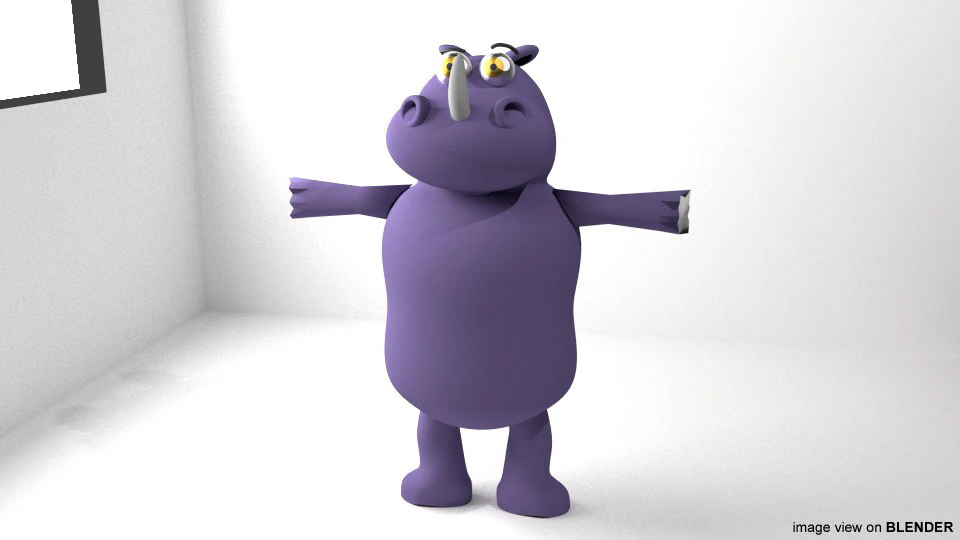 Cartoon Animal - Rhino 3D Model .c4d .max .obj .3ds .fbx .stl .blend 