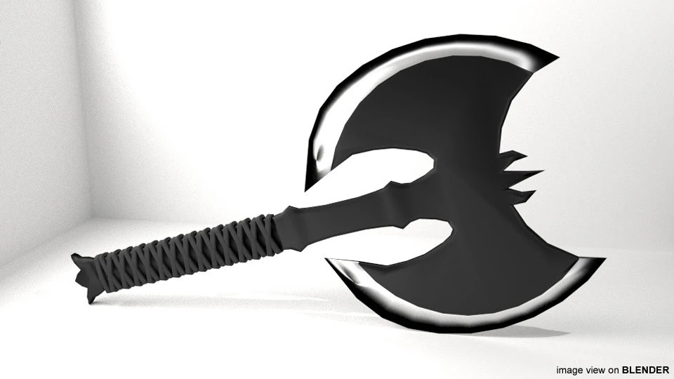 Battle Axe - Ninja Trowing Axe 3D Model .c4d .max .obj .3ds .fbx .stl .blend