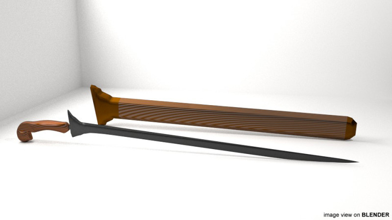 Sword - Malay Longsword Model 3D .c4d .max .obj .3ds .fbx .stl .blend 