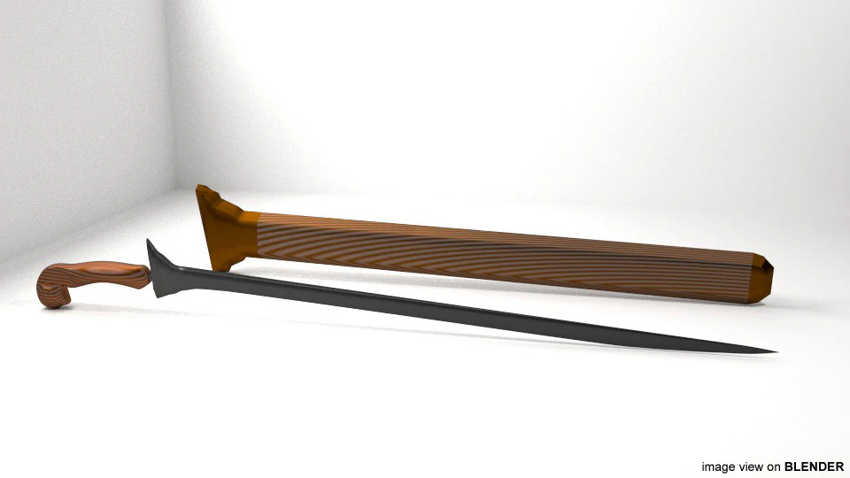 Sword - Malay Longsword 3D Model .c4d .max .obj .3ds .fbx .stl .blend