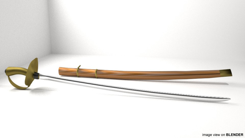 Sword - Sabre 3D Модель .c4d .max .obj .3ds .fbx .stl .blend 
