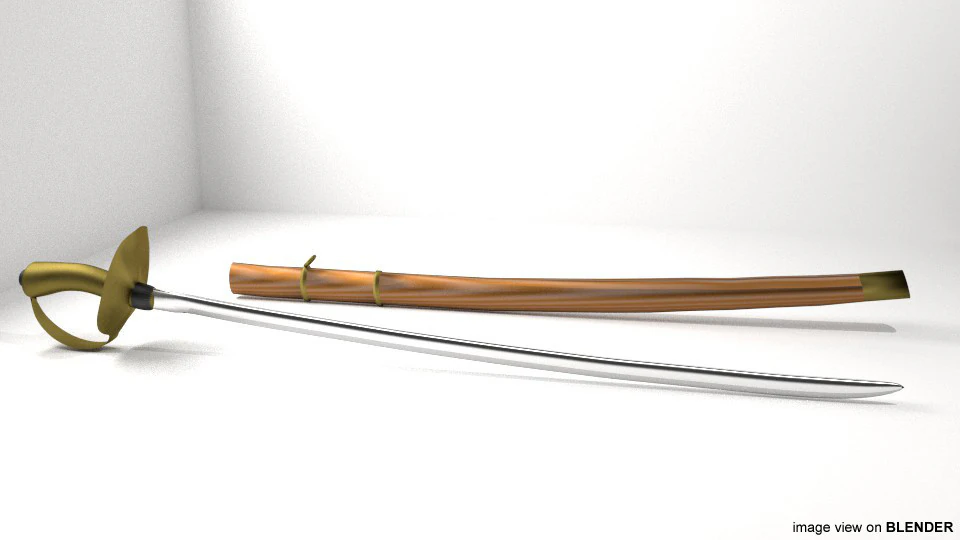 Schwert - S&auml;bel 3D Modell .c4d .max .obj .3ds .fbx .stl .blend 