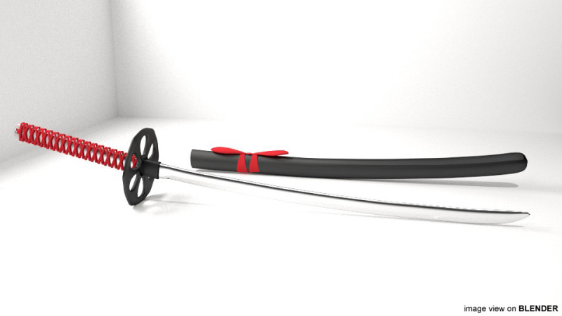 Sword - Samurai Katana 3D Модель .c4d .max .obj .3ds .fbx .stl .blend 