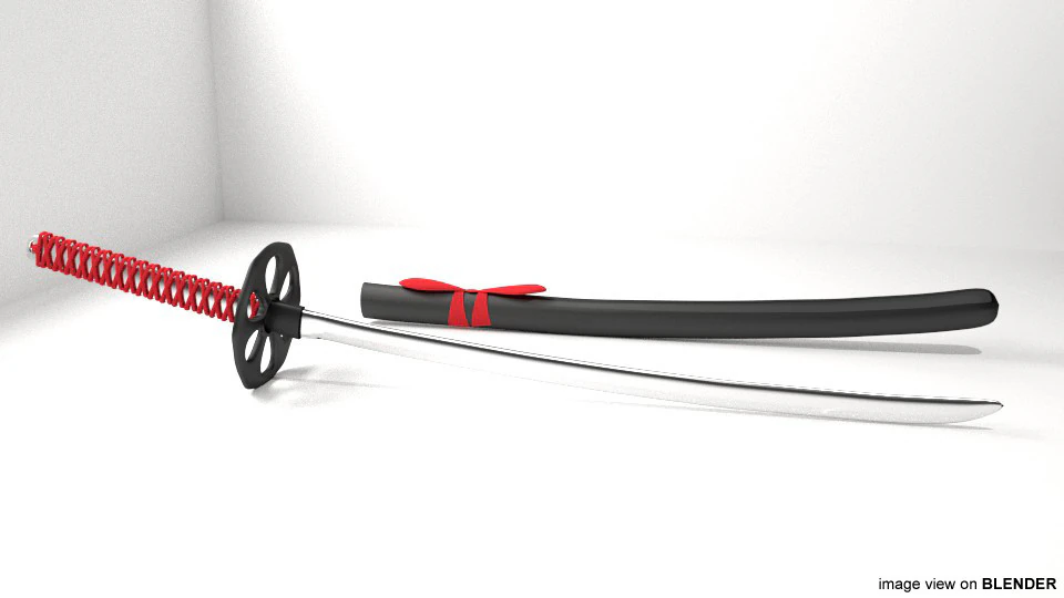 Sword - Samurai Katana 3D Model .c4d .max .obj .3ds .fbx .stl .blend 