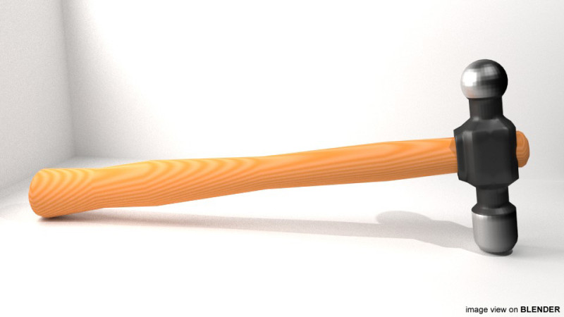 Civil Tool - Ball-peen Hammer Modello 3D .c4d .max .obj .3ds .fbx .stl .blend 