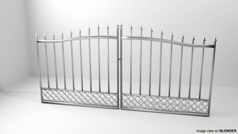 Steel Door Gate - Type 2 3D Model .c4d .max .obj .3ds .fbx .stl .blend 